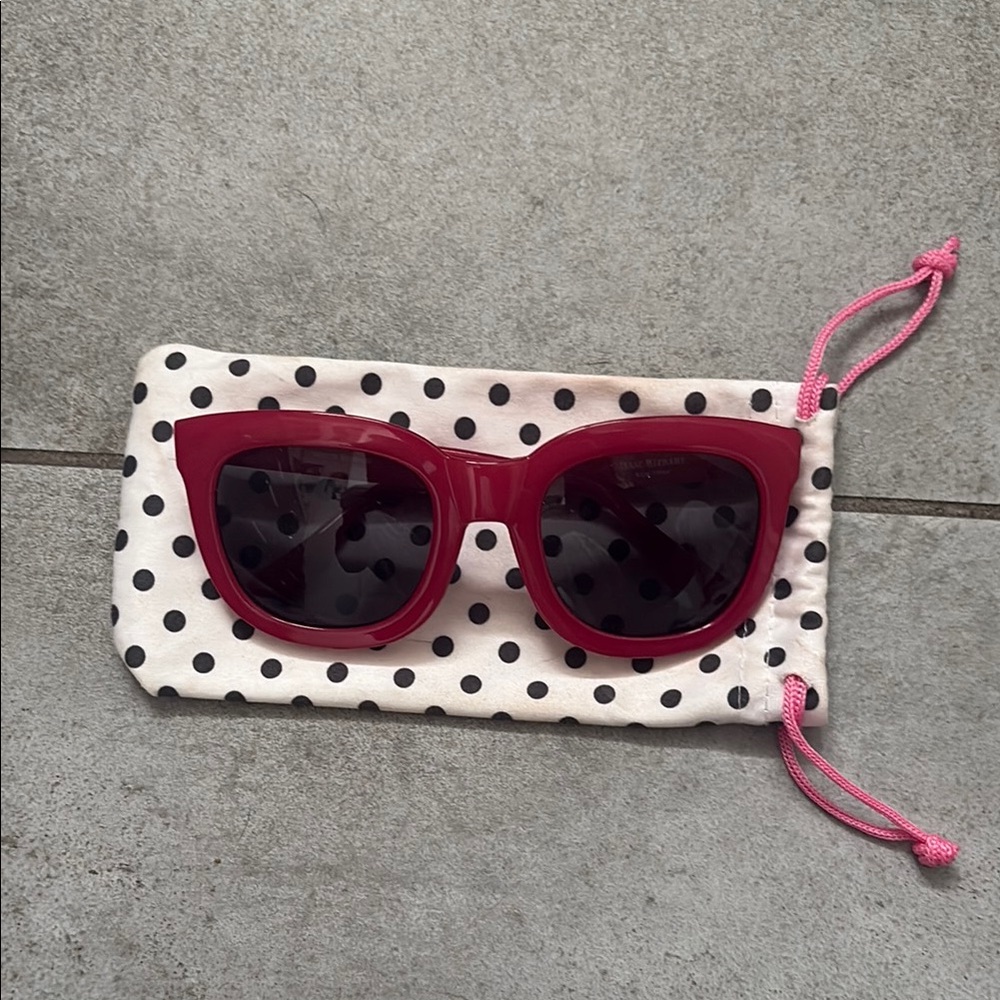 Isaac Mizrahi Red and White Sunglasses with Coordinated Pouch